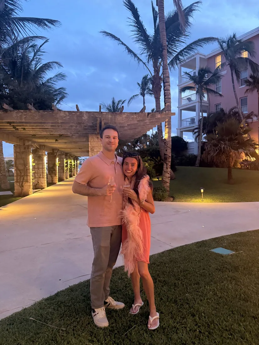Frankie and Maddie by the palms
